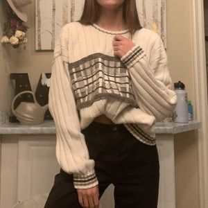Heavy knitted sweater.